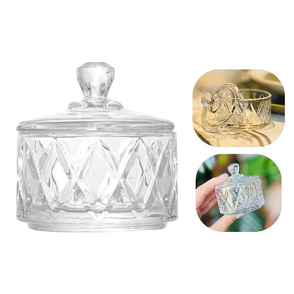 POTICHE DE CRISTAL DELI DIAMOND 6,5CM X 6,5CM X 7CM