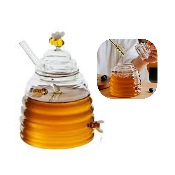 Meleira De Vidro Borossilicato Com Pegador Lovely Bee 10cm X 10cm X 13,5cm