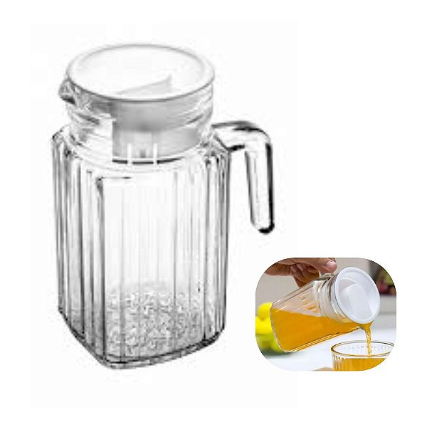 Jarra Porta De Geladeira De Vidro Com Tampa Em Plástico Branca 650ml Lyor