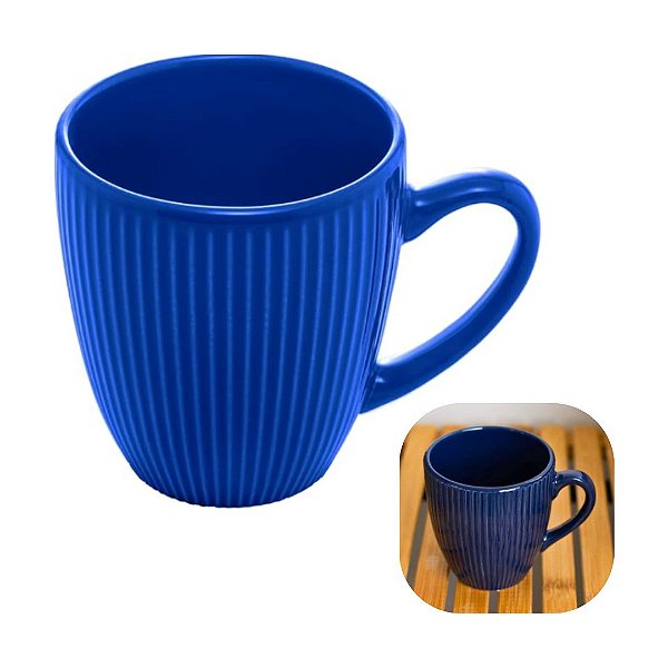 Caneca De Cerâmica Roma Azul 220ml Para Café e Chá Resistente e Moderna Lyor