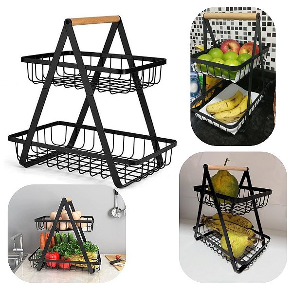 Fruteira 2 Andares Multiuso Para Organização Cozinha, Banheiro Premium