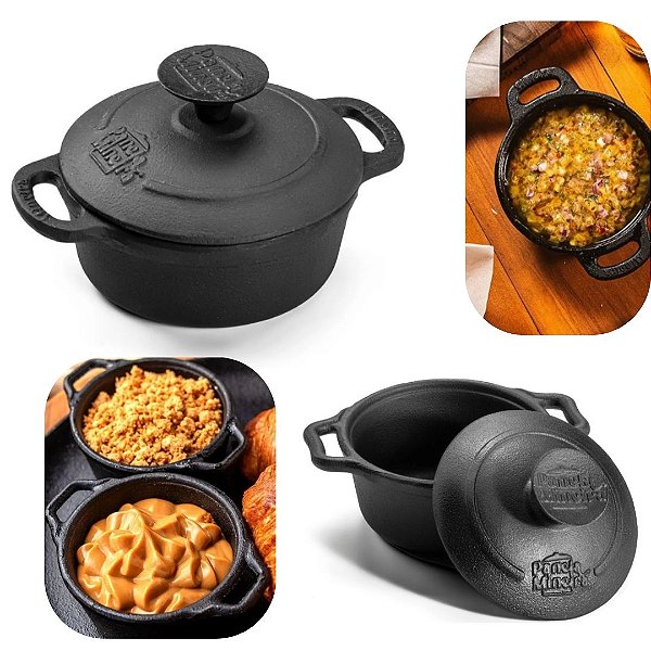 Mini Caçarola 300ml de Ferro Fundido Serve Todos os Fogões e Forno Ideal Para Guarnição e Restaurantes
