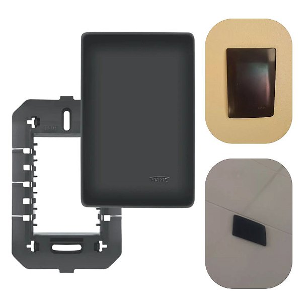 Placa Cega 4x2 Com Suporte Completa Linha Habitat Black Preto