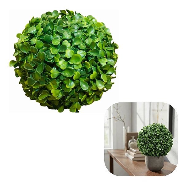 Buchinho Topiara Artificial 18cm Verde Bola De Grama 114 Cabeças Decoração