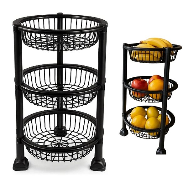 Fruteira 3 Andares 60cm Multiuso Organizador Ultra Resistente Ideal para Cozinha