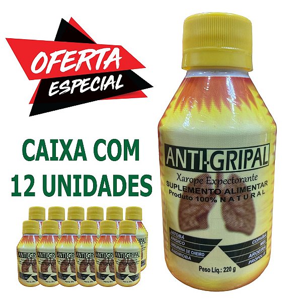 Xarope ANTI-GRIPAL - CAIXA COM 12 UNIDADES - ABRAÃO ERVAS