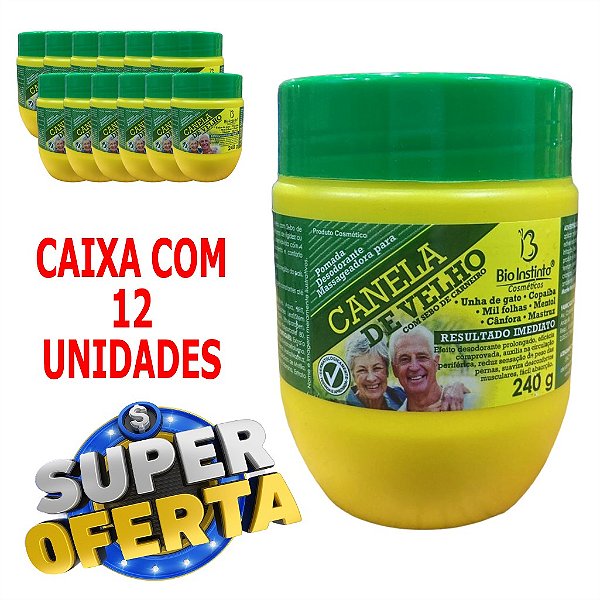 Canela de Velho com Sebo de Carneiro 240g - Pomada massageadora - Caixa 12 unidades.