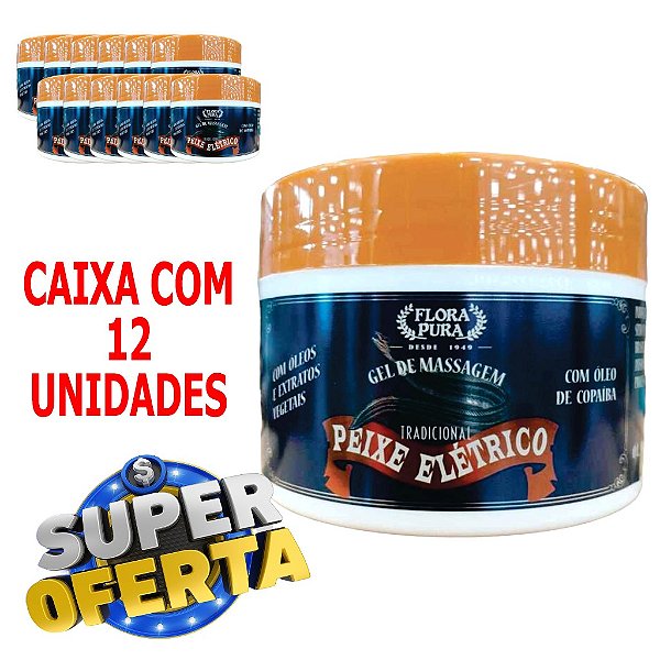 Gel de massagem Óleo do Peixe Elétrico -  250G - Caixa com 12 Unidades.