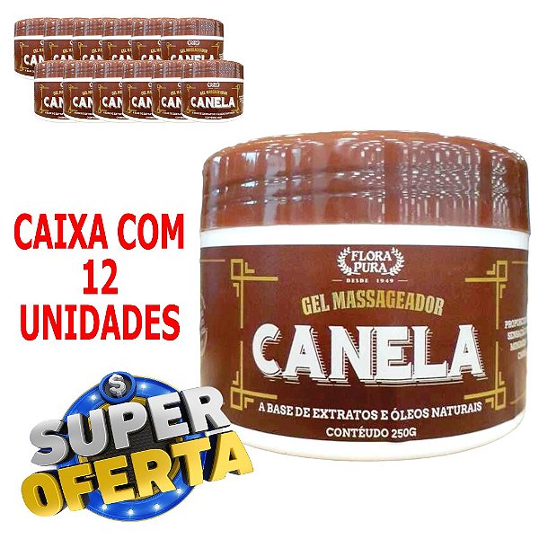 Gel de massagem Canela - 250g - Caixa 12 unidades.