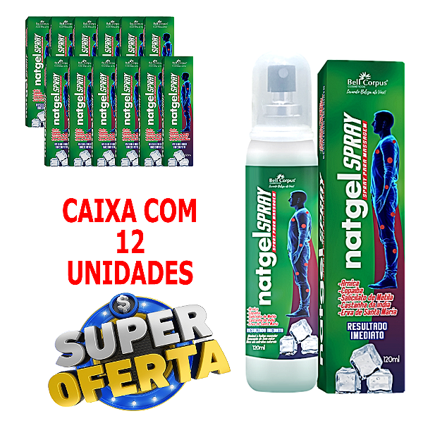 Natgel Spray para massagem 120ml - Bell Corpus - Caixa com 12 unidades
