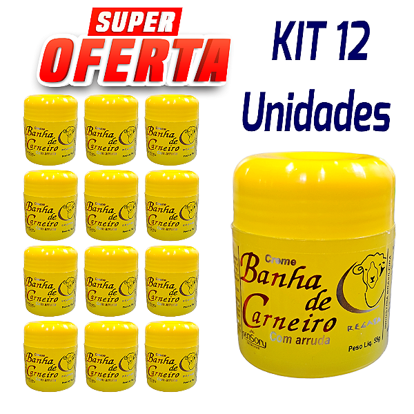 Creme Banha de Carneiro + Arruda 55g - Regata Cosméticos - Cx. 12 Unidades.