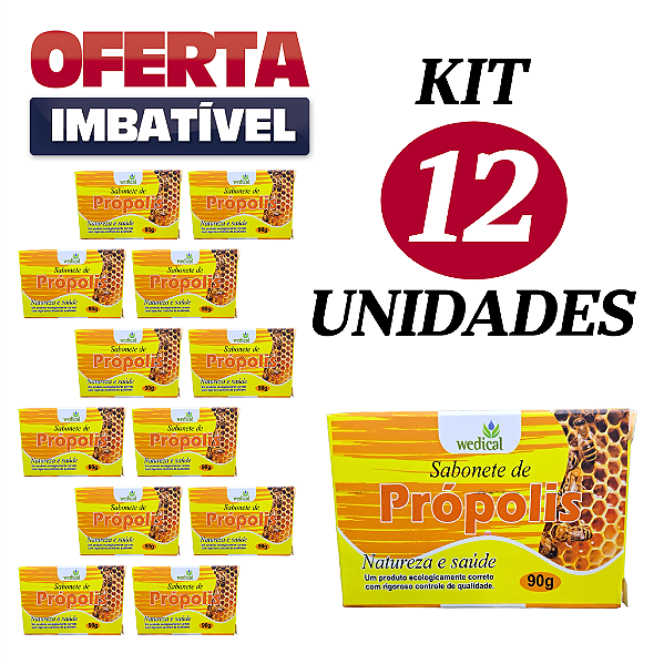 Sabonete de PRÓPOLIS - Wedical - 90g - Cx. 12 Unidades.