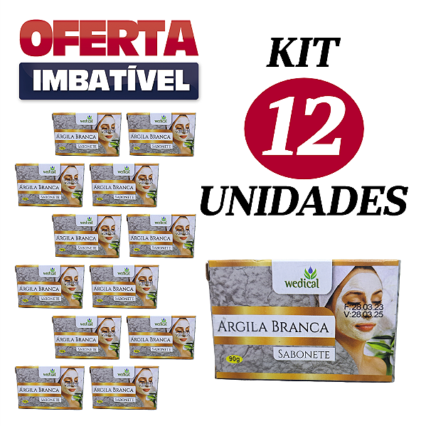 Sabonete ARGILA BRANCA - Wedical - 90g - Cx. 12 Unidades.