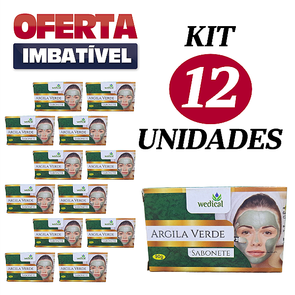 Sabonete ARGILA VERDE - Wedical - 90g - Cx. 12 Unidades.