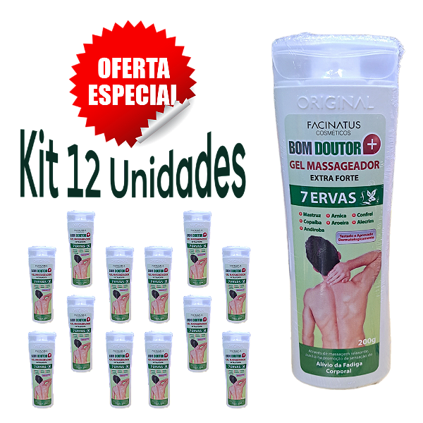 Gel Massageador Extra Forte 7 Ervas Bom Doutor 200g Cx. 12 Unidades