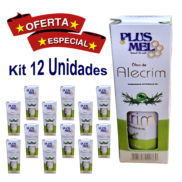 Óleo Vegetal Alecrim 20ml - Plus Mel - Caixa 12 Unidades