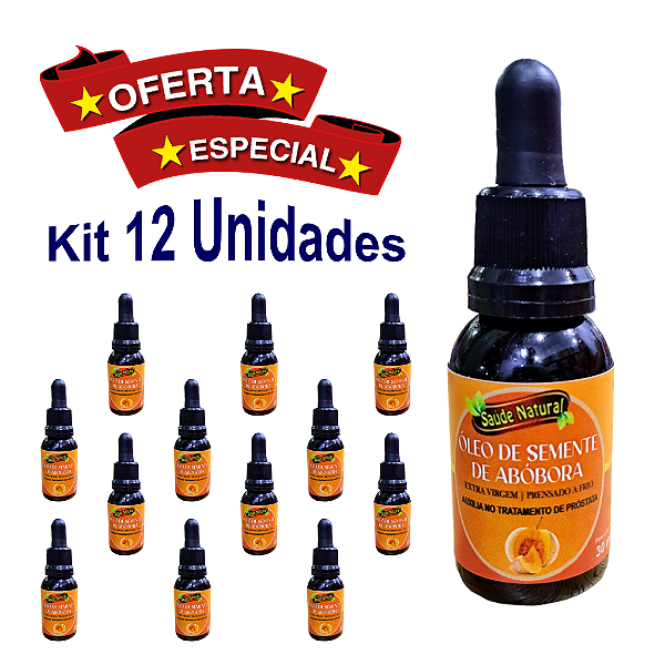 Óleo Vegetal Semente de Abóbora 30ml - Saúde Natural - Caixa 12 Unidades