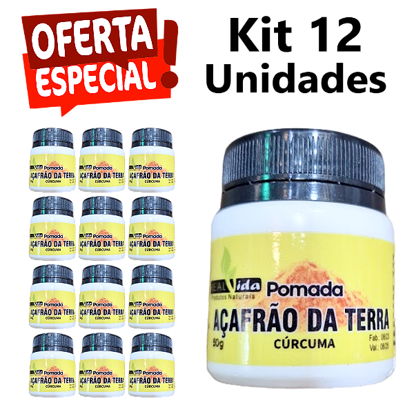 Pomada Açafrão da Terra Cúrcuma 50g - Real Vida - Cx. 12 Unidades.