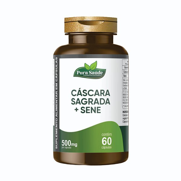 Cáscara sagrada + Sene 60 cápsulas 500mg - Pura Saúde