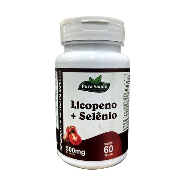 Licopeno com selênio 60 cápsulas 500mg - Pura Saúde