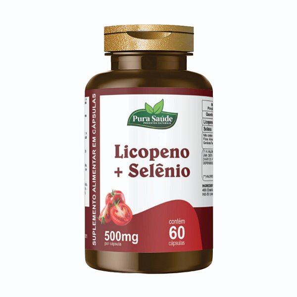Licopeno com selênio 60 cápsulas 500mg - Pura Saúde