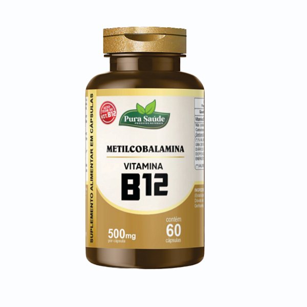 Vitamina B12 60 cápsulas 500mg - Pura Saúde