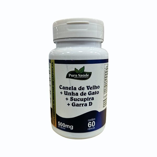 Canela de Velho, unha de gato, sucupira, garra D 60 cápsulas - Pura Saúde