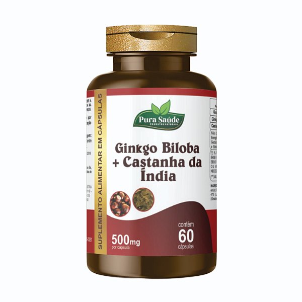 Ginkgo Biloba com Castanha da índia 60 cápsulas - Pura Saúde