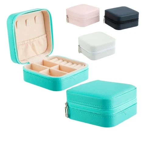 Porta Jóia PU e Flanela 9,5cm Quadrado Colors