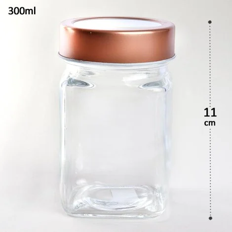 Porta Condimento Vidro 300ml Tampa Vidro Rosê - Caixa com 06 unidades