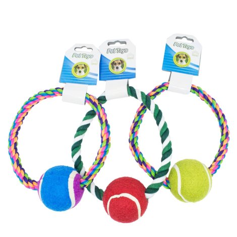 Mordedor de Corda Cores Sortidas com Bola para Pet