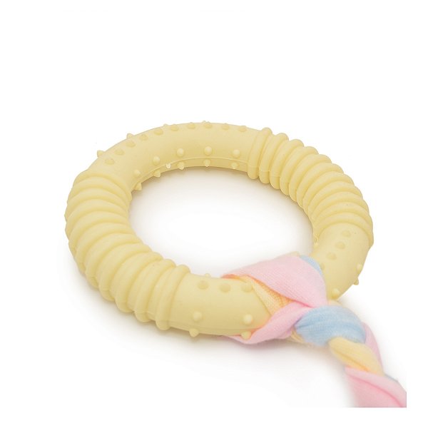Mordedor para Pet 23cm Argola com Corda Rosa