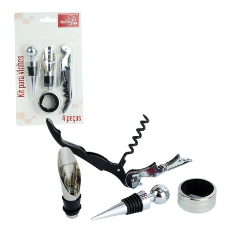 Kit para Vinho 4 Peças Metal