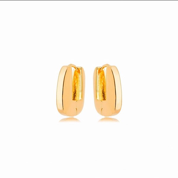 Brinco Argola Retangular Dourado Banho Ouro 18k