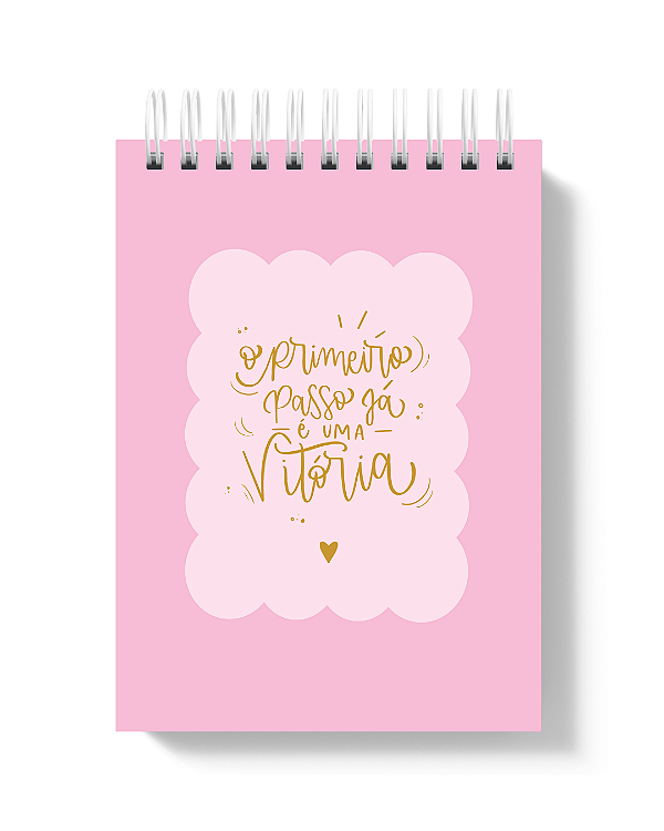 Bloco de Notas A6: Primeiro Passo Rosa