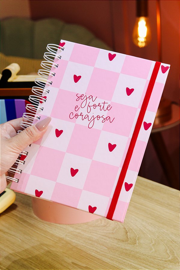 Caderno Reposicionável: Seja Forte e Corajosa Flores e Xadrez