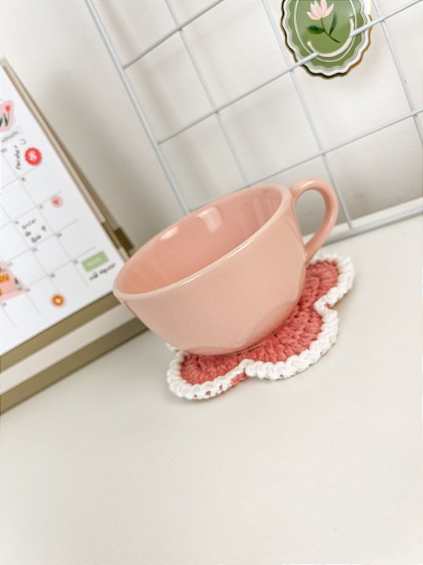 Tapetinho de Copo Flor Rosa