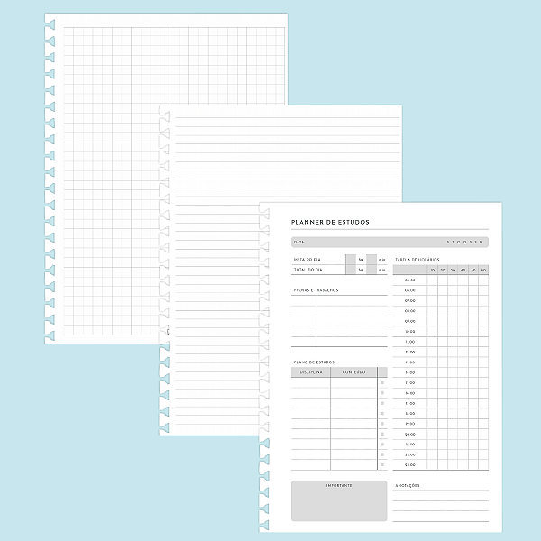 Refil de Caderno Reposicionável - 90g/m² 30 Folhas - A5/Colegial/Universitário