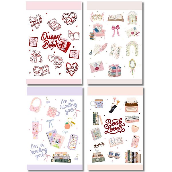 Kit com 4 Cartelas de Adesivos - Queen Book