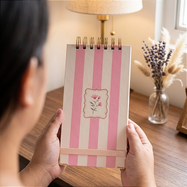 Bloco To Do List Lovely Grace - 80 Folhas 90g - 11,5x22cm com Elástico e Cantoneira Dourada