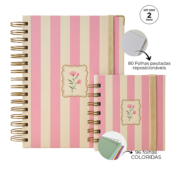 Kit Caderno Smart Pautado Reposicionável + Notinhas Coloridas PopNotes | Lovely Grace