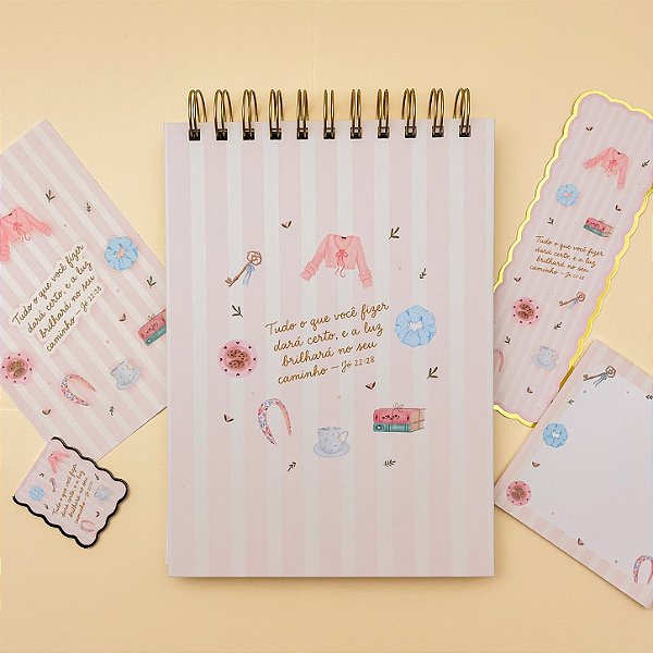 Kit Completo Planejamento Diário A5 Doce Tarde | Planejador Diário, Adesivos e Marca-Páginas