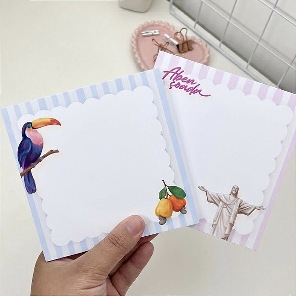 Kit Blocos de Anotações Brasilidades 9,5x9,5cm 2 Unidades Papel Offset 120g