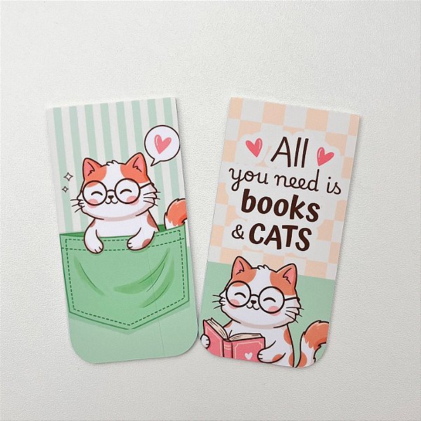 Marca Página Magnético - 2 Unidades - Gatinho Verde