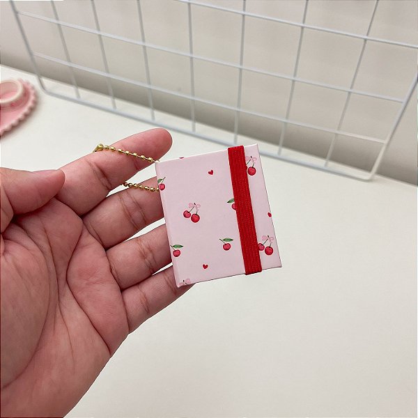 Mini Bloco de Notas Chaveiro post It - Cerejinhas