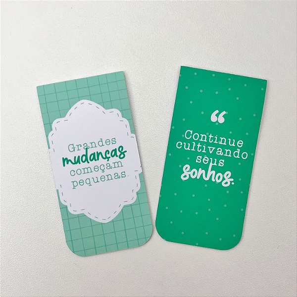 Marca Página Magnético - 2 Unidades - Com Frases - Verde