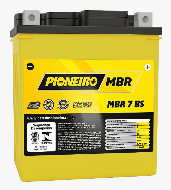 Bateria Moto AGM/VRLA Pioneiro MBR 7 BS 12V 7Ah - Garagem Total