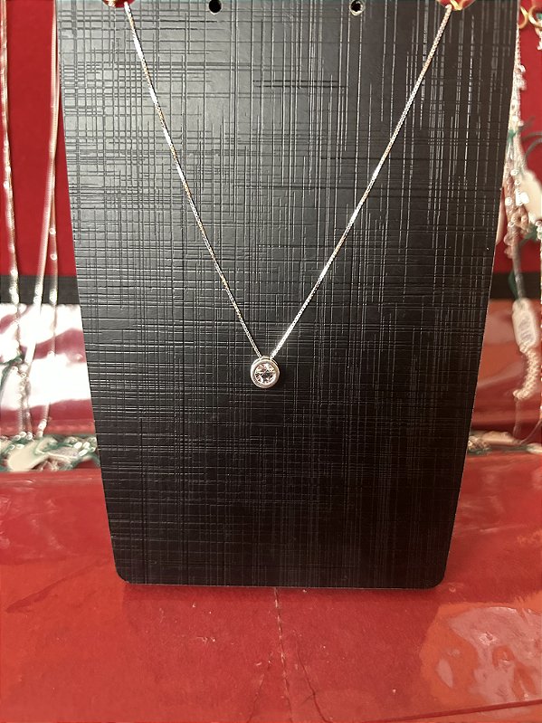 Colar veneziana com pingente em círculo de brilho, Prata 925.