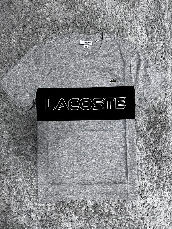 CAMISETA LACOSTE COLORBLOCK CINZA/PRETO