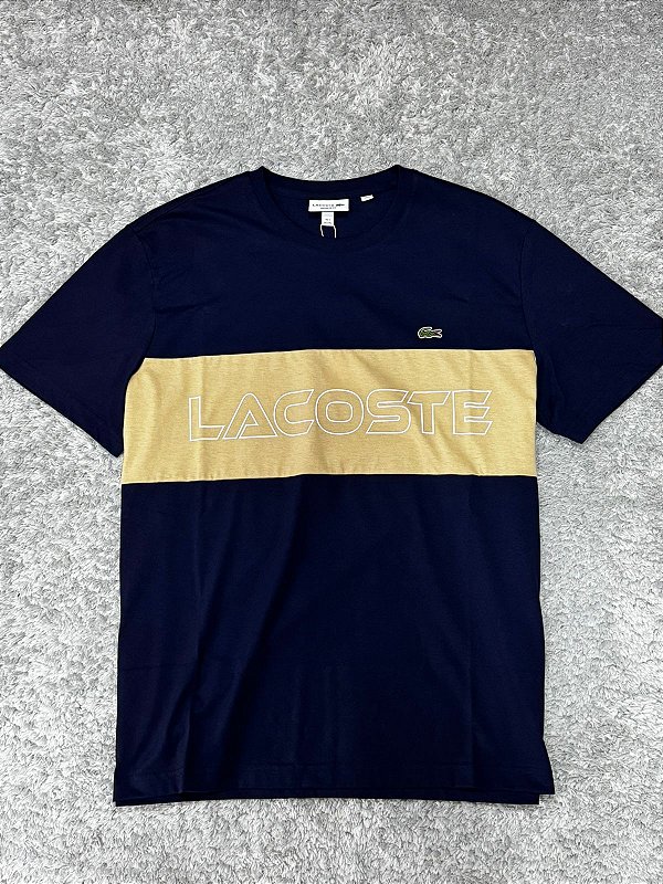 CAMISETA LACOSTE COLORBLOCK AZUL/BEGE